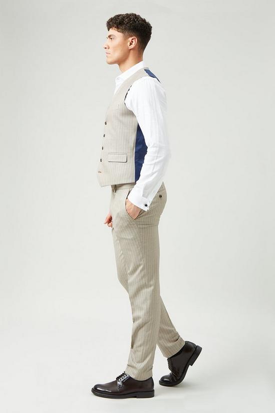 Burton Slim Fit Neutral Stripe Waistcoat 4