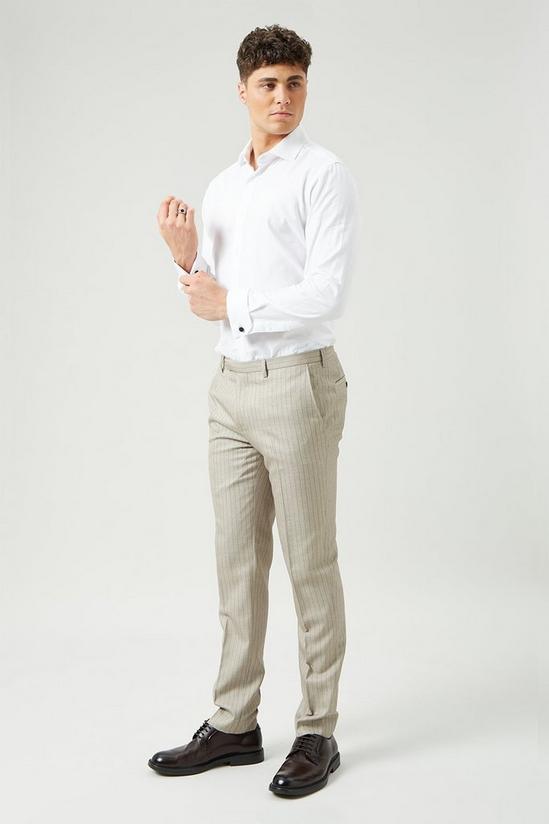 Burton Slim Fit Neutral Stripe Suit Trousers 1