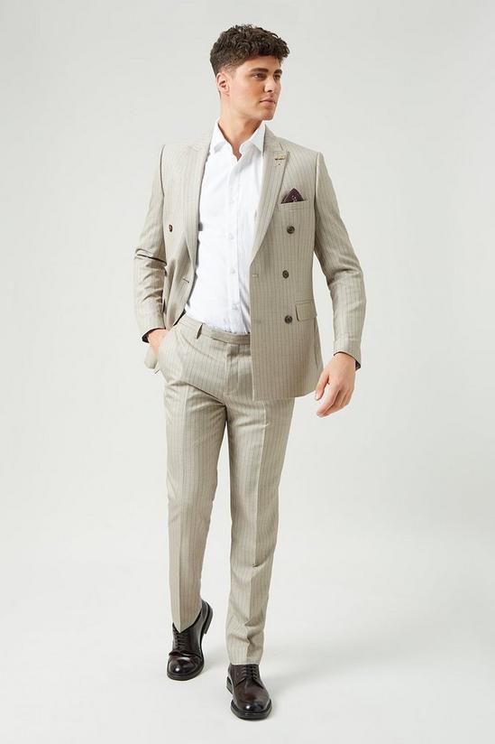Burton Slim Fit Neutral Stripe Suit Trousers 2