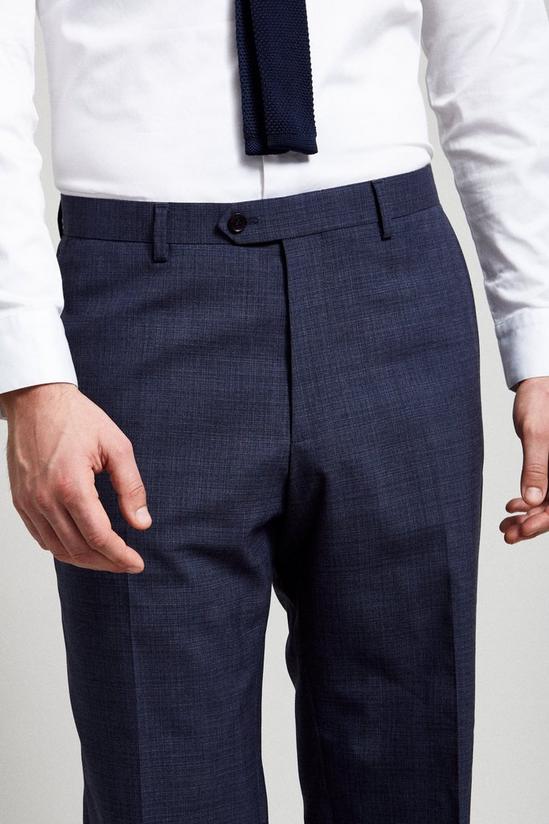 Burton 1904 Slim Fit Navy Cross Hatch Merino Wool Suit Trousers 5