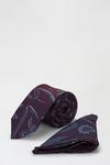 Burton 1904 Burgundy Floral Silk Tie And Pocket Square Set thumbnail 1