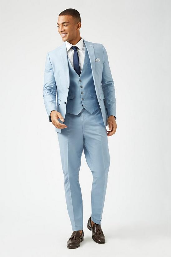 Burton Slim  Blue Cotton Sateen Suit Jacket 2