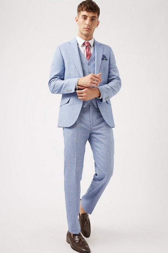 Burton Slim  Blue Cotton  Linen Suit Jacket 2