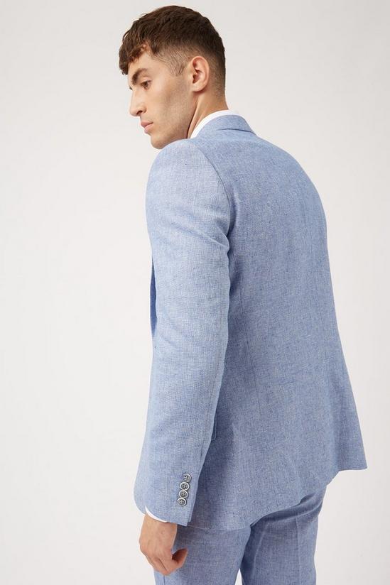 Burton Slim  Blue Cotton  Linen Suit Jacket 3