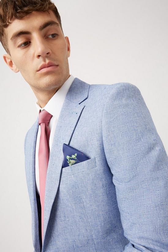 Burton Slim  Blue Cotton  Linen Suit Jacket 4