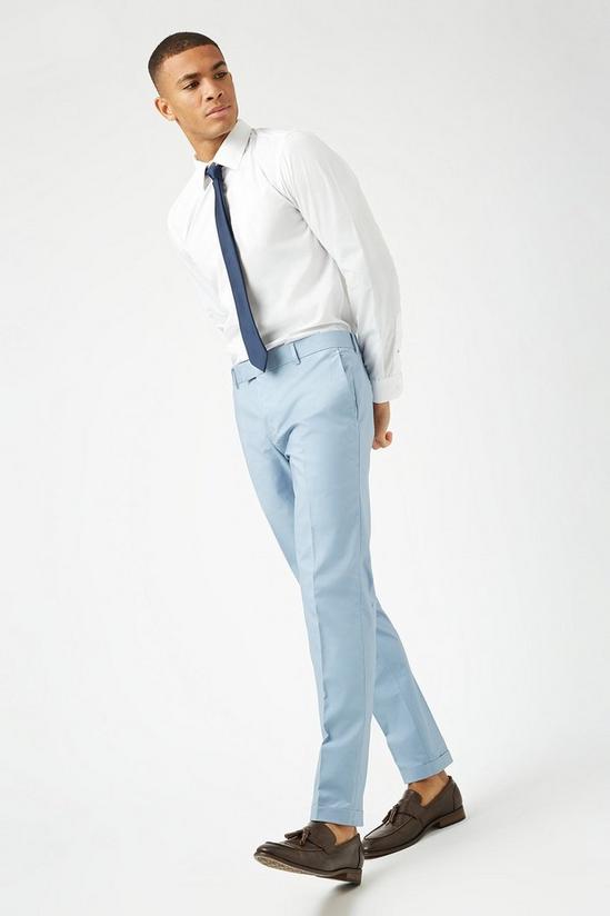 Burton Slim Blue Cotton Sateen Suit Trousers 1