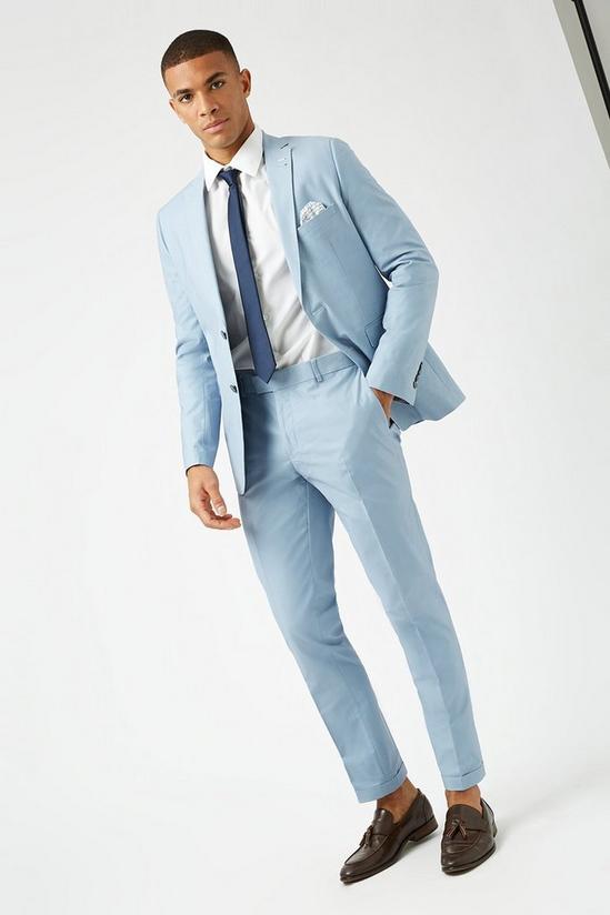 Burton Slim Blue Cotton Sateen Suit Trousers 2