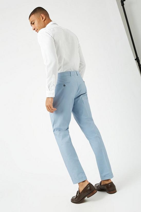Burton Slim Blue Cotton Sateen Suit Trousers 3
