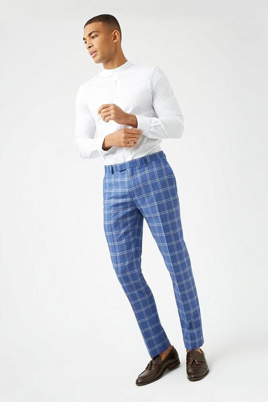 Burton Slim Fit Blue Check Trouser 1