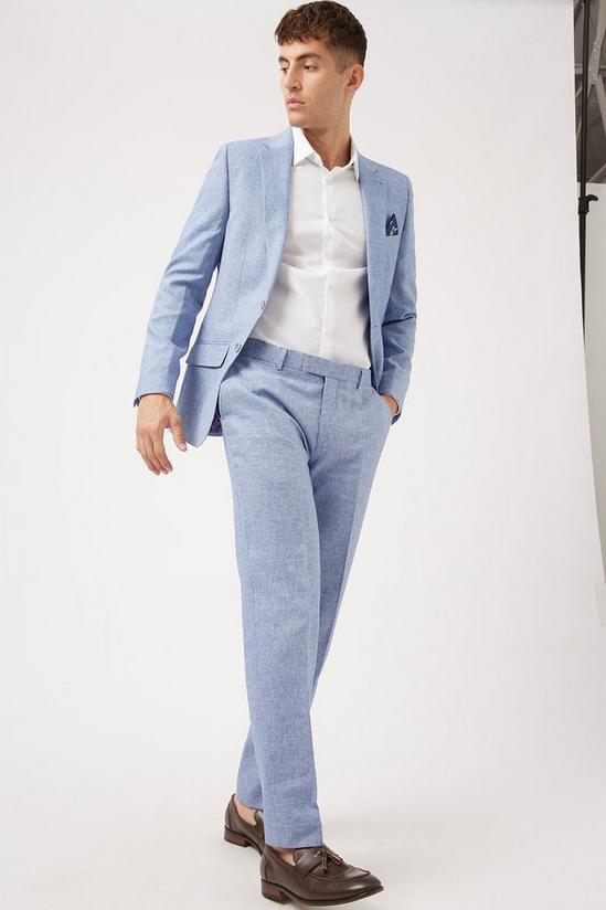 Burton Slim  Blue Cotton  Linen Suit Trouser 1