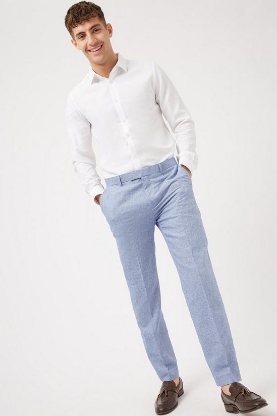 Burton Slim  Blue Cotton  Linen Suit Trouser 2
