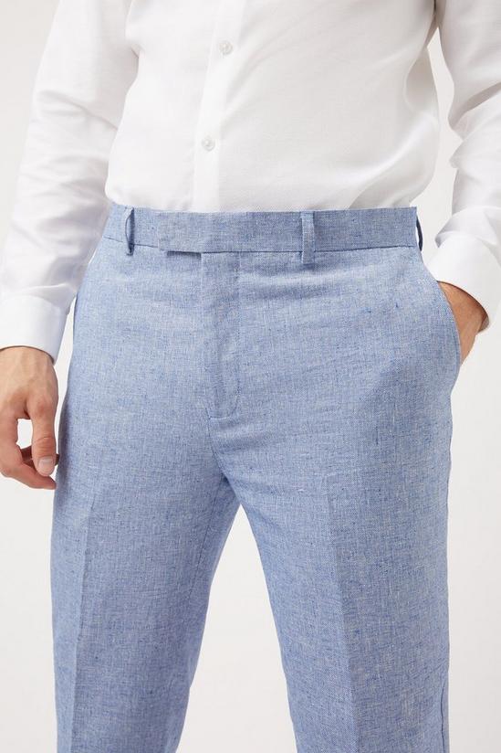 Burton Slim  Blue Cotton  Linen Suit Trouser 4