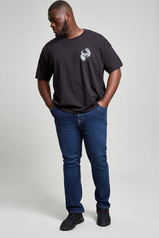 Burton Plus and Tall Short Sleeve Black Floral Skull Print T-shirt 2
