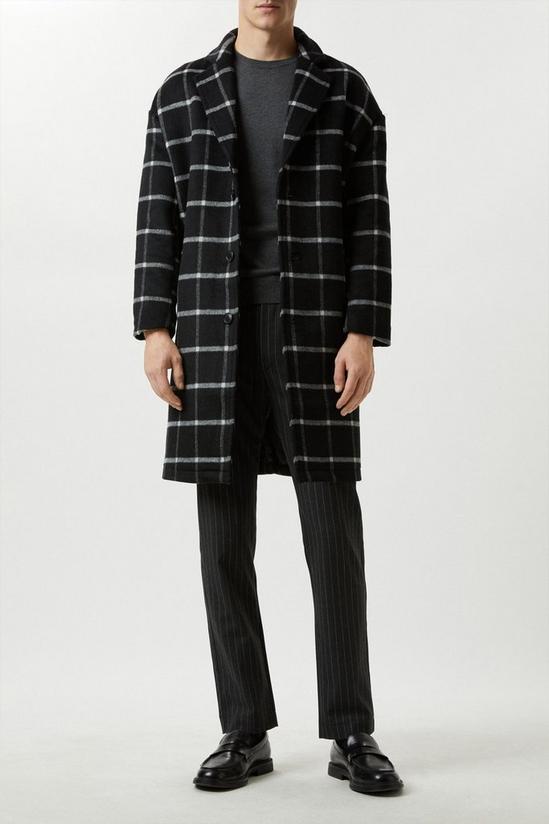 Burton Relaxed Fit Wool Checked Overcoat 1