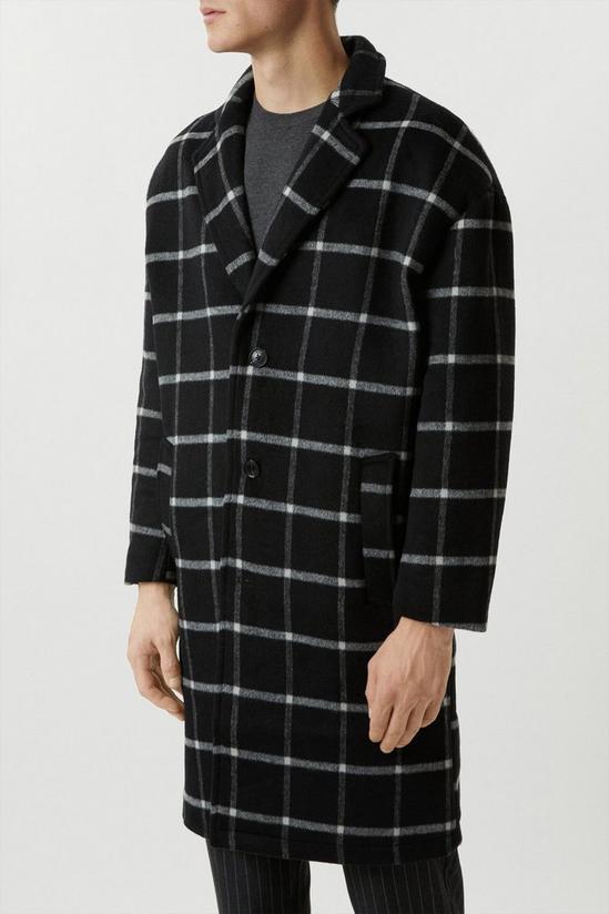 Burton Relaxed Fit Wool Checked Overcoat 2