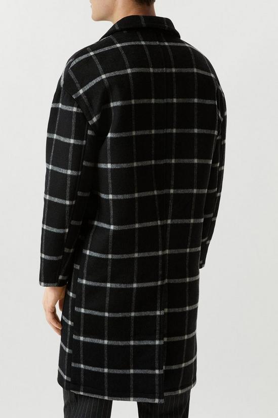 Burton Relaxed Fit Wool Checked Overcoat 3