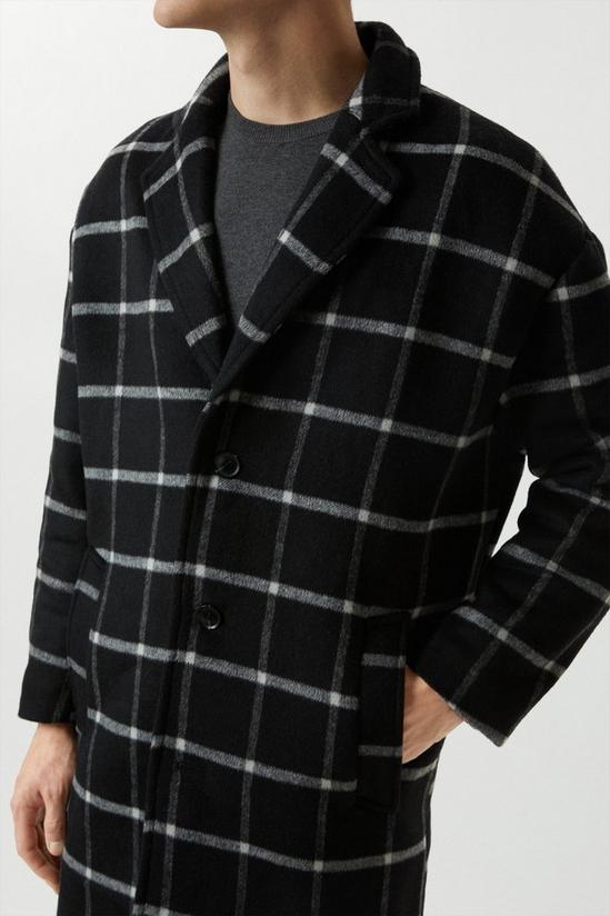 Burton Relaxed Fit Wool Checked Overcoat 4