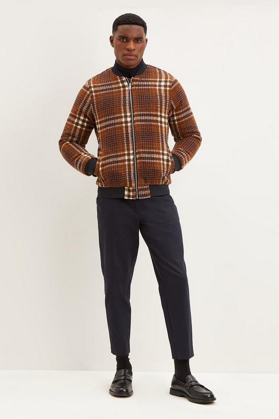 Burton Relaxed Fit Faux Wool Navy Brown Check Bomber 1