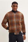 Burton Relaxed Fit Faux Wool Navy Brown Check Bomber thumbnail 2