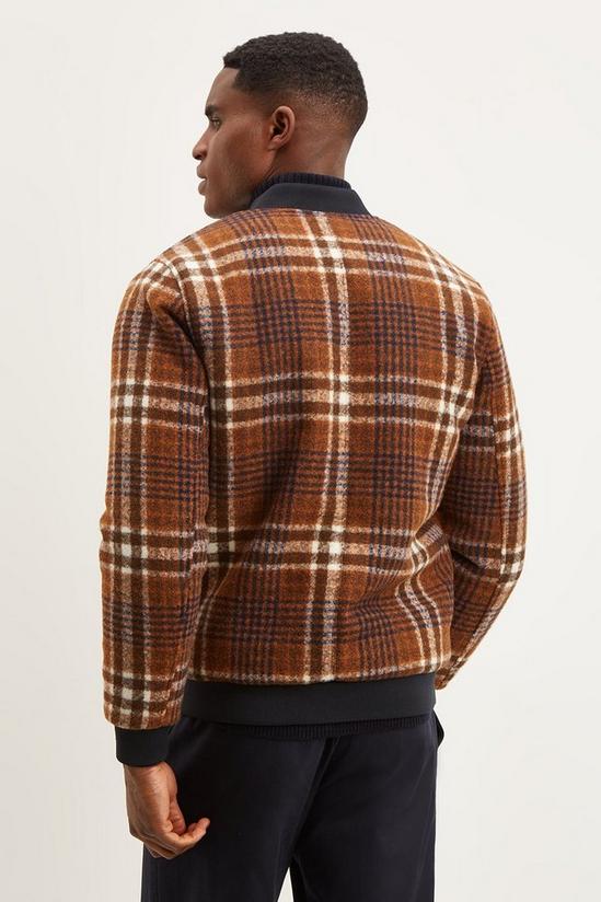 Burton Relaxed Fit Faux Wool Navy Brown Check Bomber 3