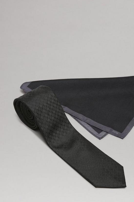 Burton 1904 Black Design Tie And Pocket Square Set 1