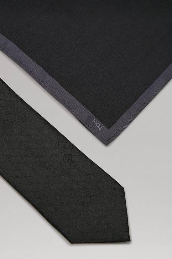 Burton 1904 Black Design Tie And Pocket Square Set 3