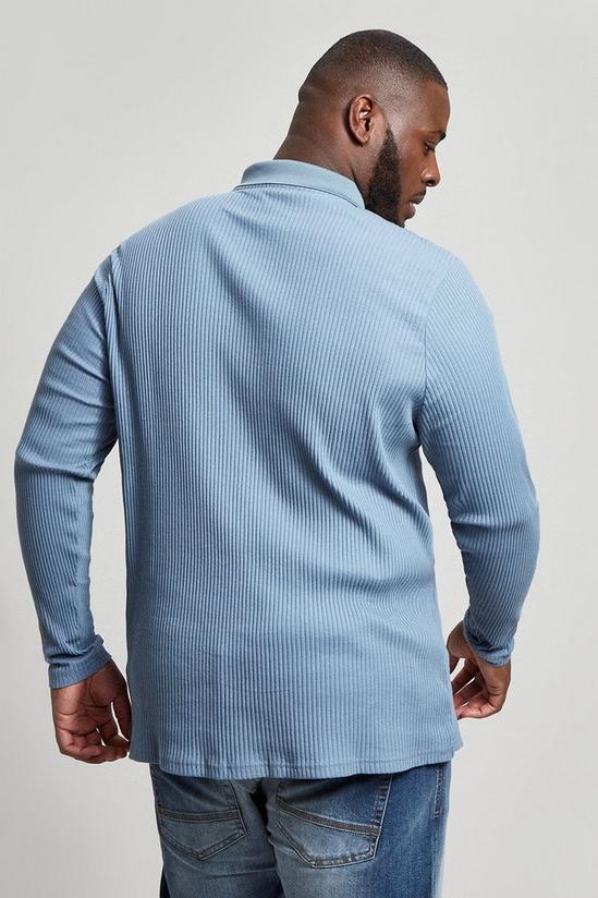 Burton Plus And Tall Long Sleeve Ribbed Muscle Polo 3