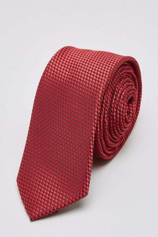 Burton Red Mini Jacquard Tie 1