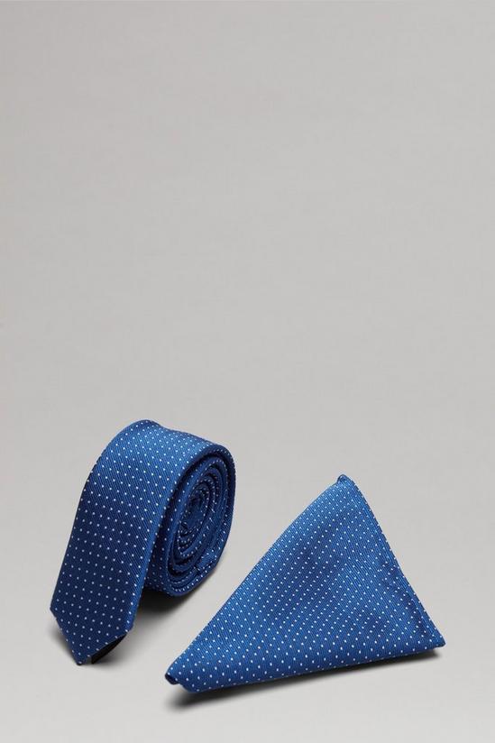 Burton Bright Blue Mini Spot Skinny Tie And Pocket Square Set 1