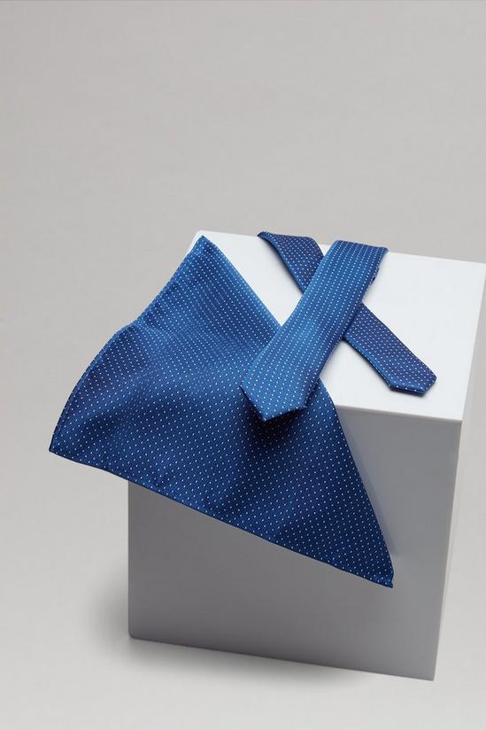 Burton Bright Blue Mini Spot Skinny Tie And Pocket Square Set 3