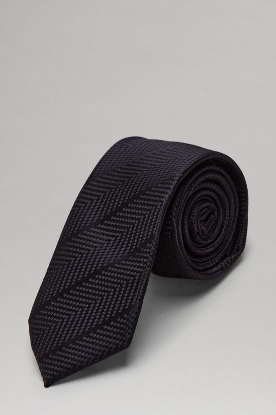Burton Black Herringbone Tie 1