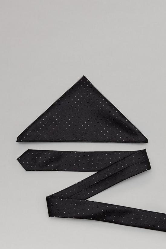 Burton Black And Silver Spot Skinny Tie And Pocket Square Set 2
