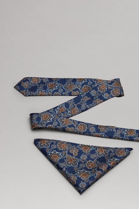 Burton Navy And Rust Paisley Tie And Pocket Square Set 3