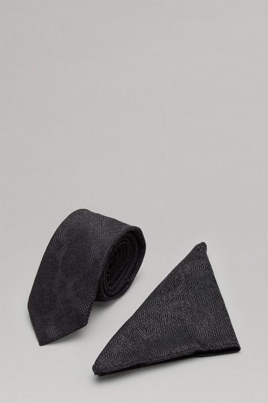 Burton Black Paisley Brushed Wool Look Wide Tie 2