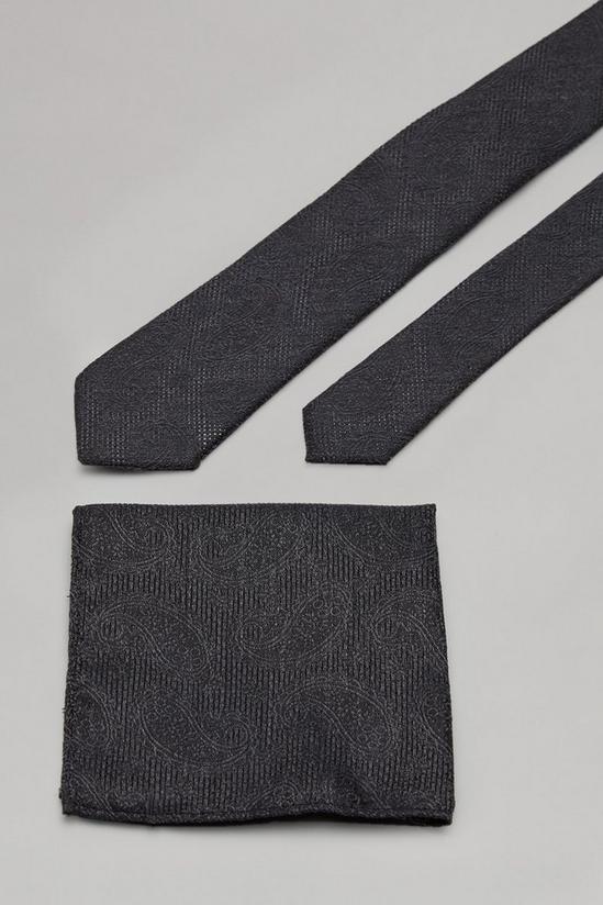 Burton Black Paisley Brushed Wool Look Wide Tie 3