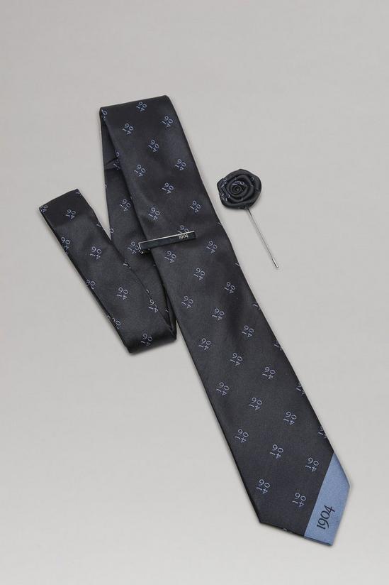 Burton 1904 Navy Monogram Silk Tie With Pin And Tie 3