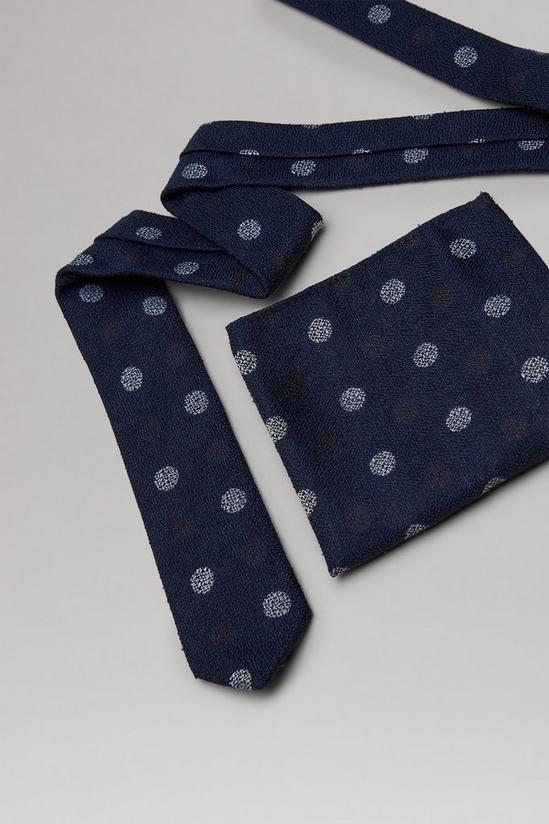 Burton Navy And White Large Spot Tie And Pocket Square Set 2
