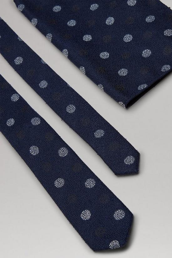 Burton Navy And White Large Spot Tie And Pocket Square Set 3