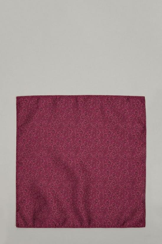 Burton Burgundy Floral Skinny Tie And Pocket Square Set 2