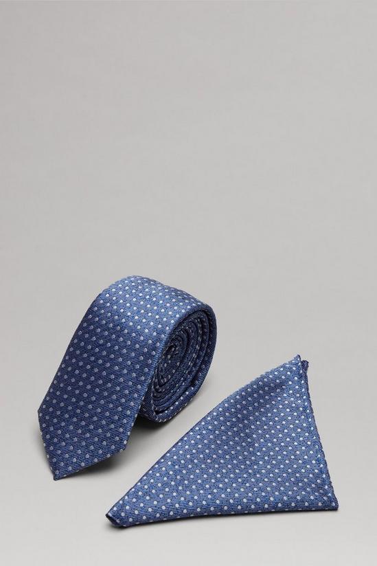 Burton Light Blue Mini Spot Tie And Pocket Square Set 1