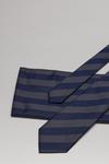 Burton Navy And Grey Wide Stripe Tie And Pocket Square Set thumbnail 3