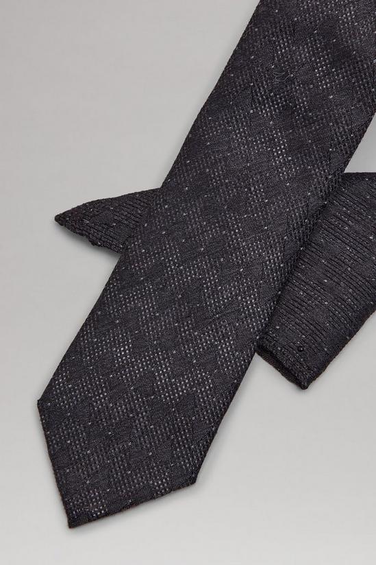 Burton Black Patterned Wide Tie And Pocket Square Set 2