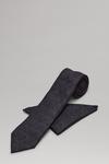 Burton Black Patterned Wide Tie And Pocket Square Set thumbnail 3