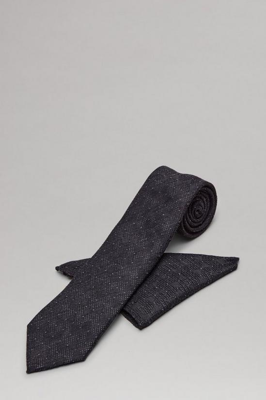 Burton Black Patterned Wide Tie And Pocket Square Set 3