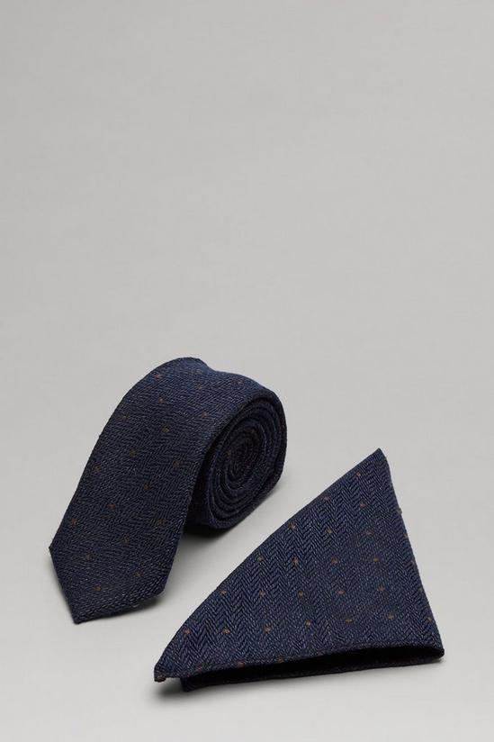 Burton Blue Tonal Spot Tie And Pocket Square Set 1