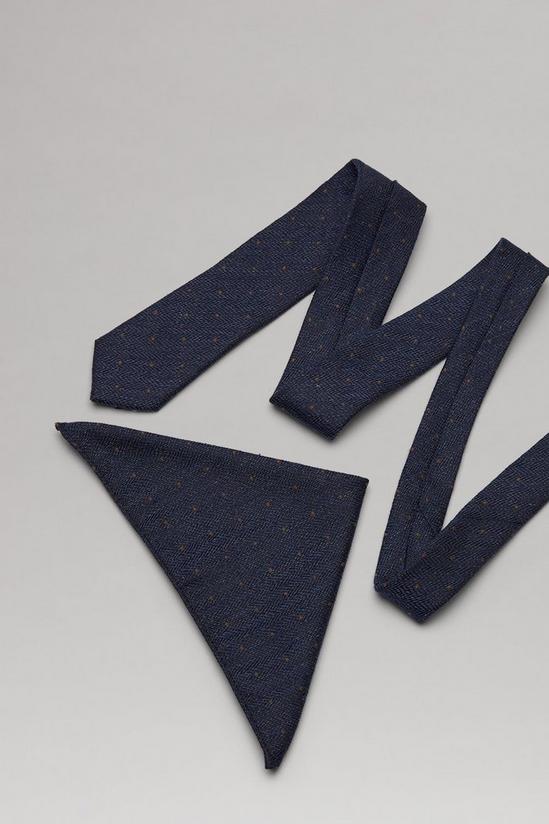 Burton Blue Tonal Spot Tie And Pocket Square Set 2