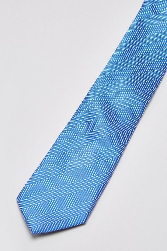 Burton Blue Herringbone Jacquard Wide Tie 2