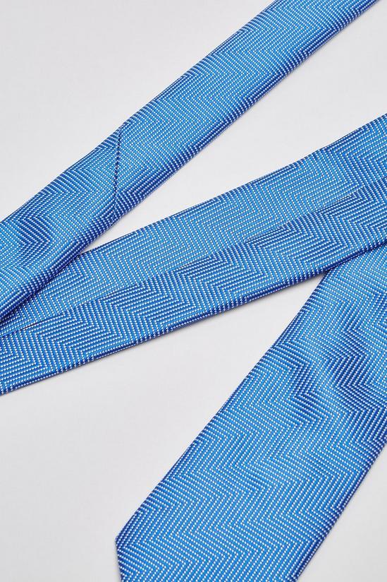 Burton Blue Herringbone Jacquard Wide Tie 3