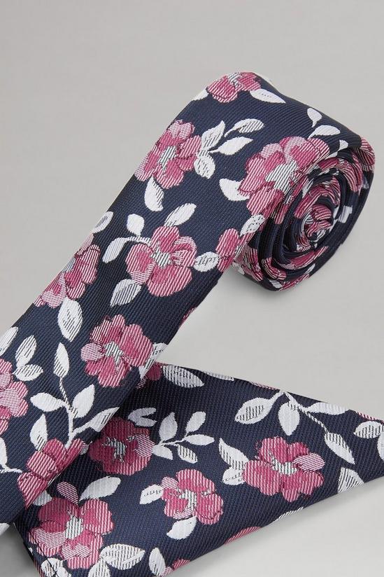 Burton Navy And Pink Rose Tie And Pocket Square Set 2