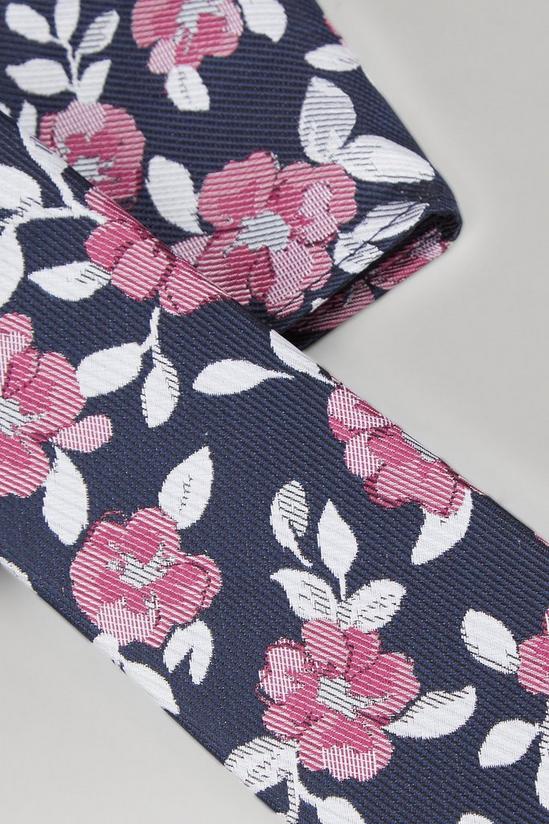 Burton Navy And Pink Rose Tie And Pocket Square Set 3